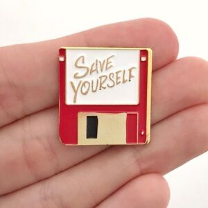 Save Yourself Floppy Disk Enamel Pin